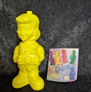 NOS Burger King 1995 Kids Club Coolers Water Bottle Snaps Yellow Figure
